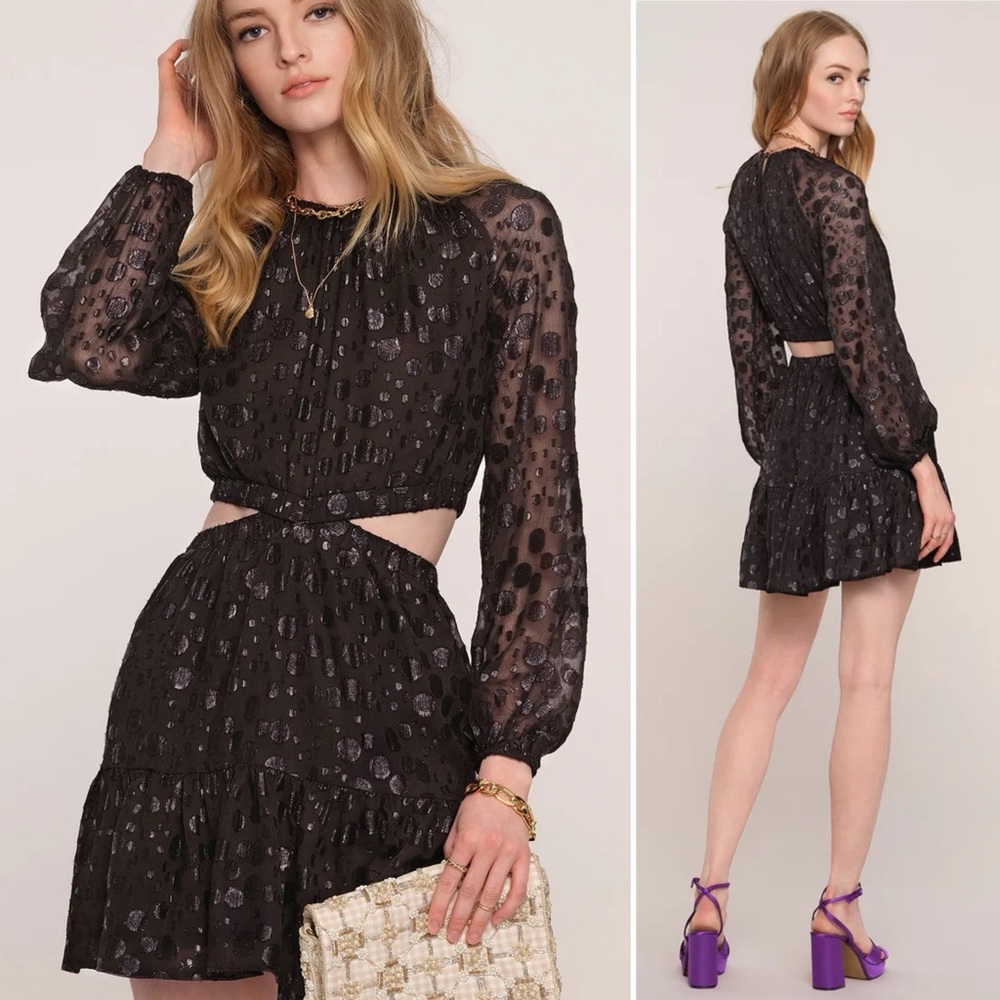 NWT Heartloom Sabina Dress Black Polka Dot Cut Out Back Skirt